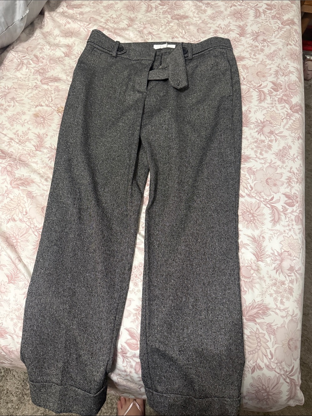 LOFT Charcoal Gray Cropped Wool-Blend Pants